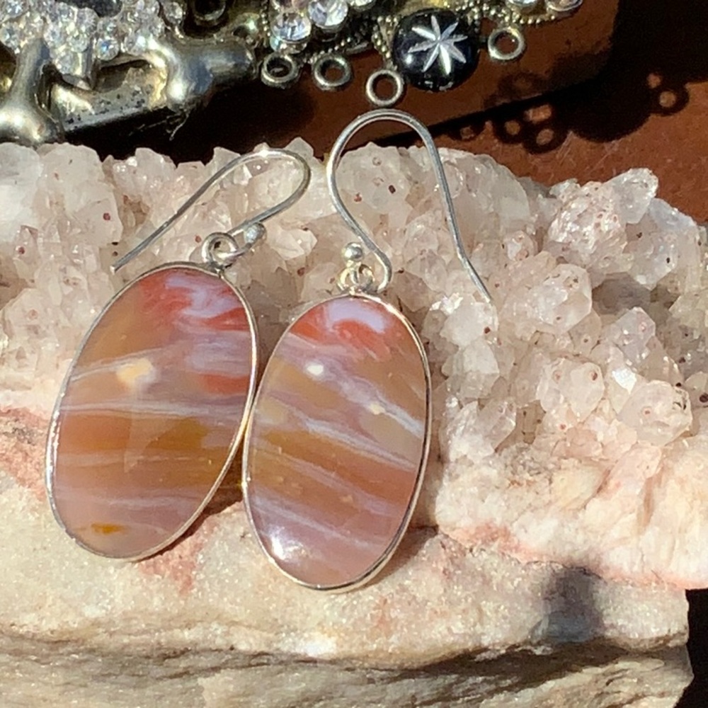DENDRISE JASPER 925 STERLING SILVER EARRINGS